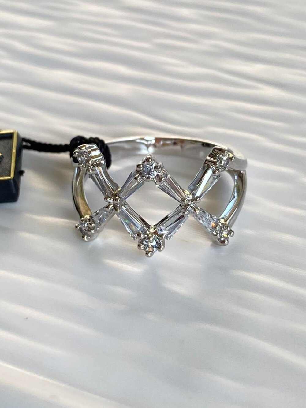 Fifth Avenue Collection Swarovski Crystal Geometric Lattice Ring Sz 8 NWT